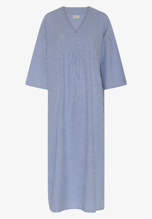 Frau - Palma Long Dress Seer Sucker Blue stripe